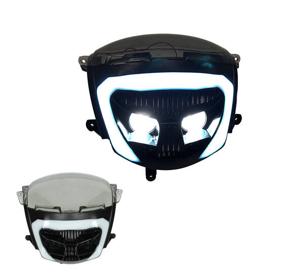 Koplampunit DMP + led lamp new style zwart/smoke piaggio, zip2000