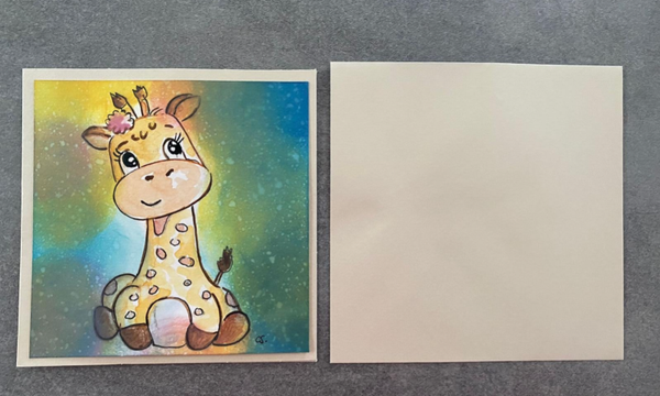 Kaartje diversen giraffe meerdere kleuren