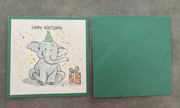 Felicitatiekaartje olifant groen