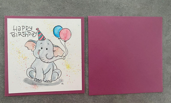 Felicitatiekaartje olifant paars