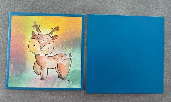 Kaartje diversen hert meerdere kleuren