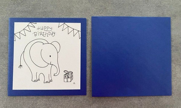 Kaartje feest diversen olifant blauw