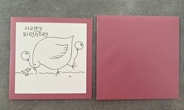 Verjaardagskaartje kip oud roze