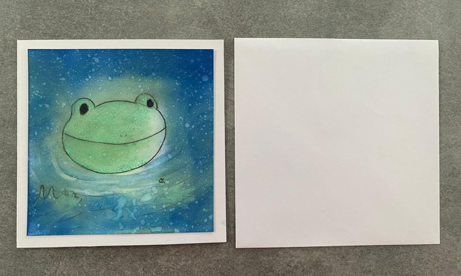 Kaartje diversen kikker blauw-groen