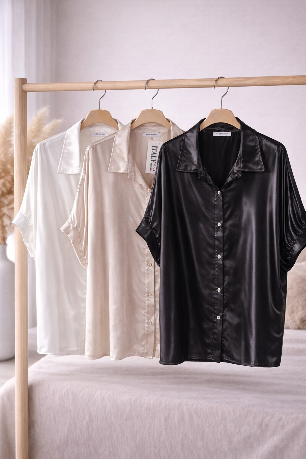 ✨ Satin Elegance – De Onmisbare Blouse met Korte Mouw! ✨