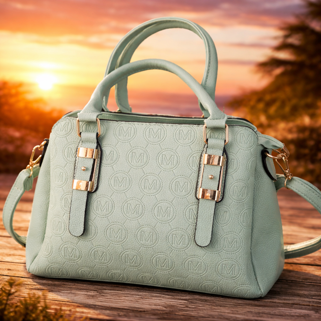 Prachtige Mintgroene Handtas met Luxe Reliëf