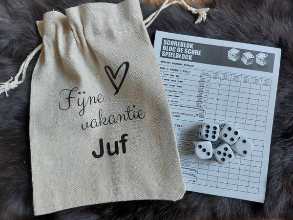 Yahtzee cadeautje juf/ meester