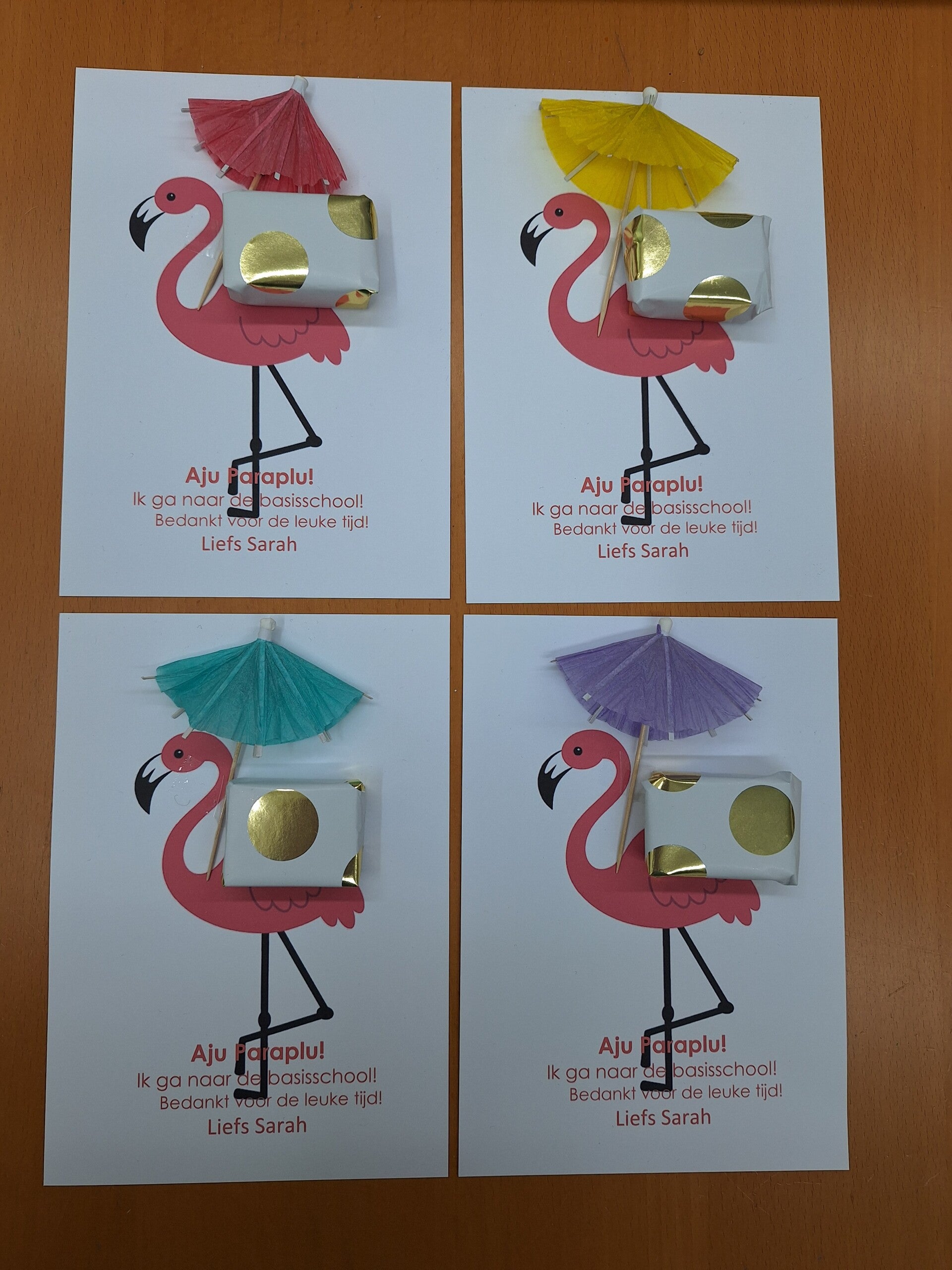 Traktatie Aju paraplu / Hoera ik ben jarig Flamingo