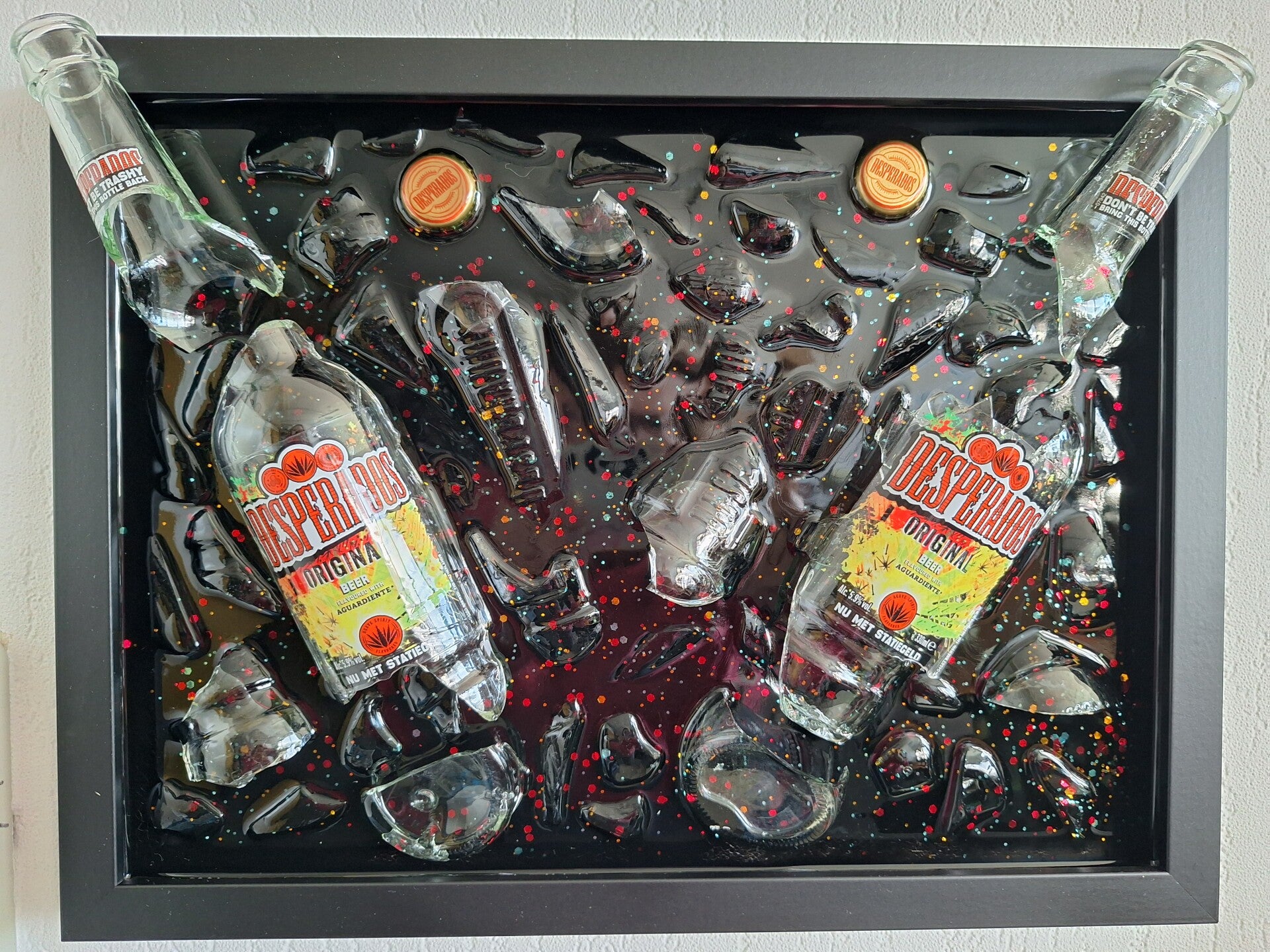 Epoxy kunstwerk gebroken fles Desperados