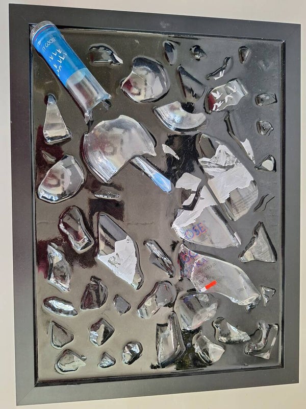 Epoxy kunstwerk gebroken fles Grey Goose vodka