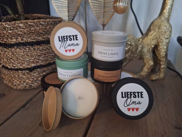 Geurkaars in blik (mama, oma)