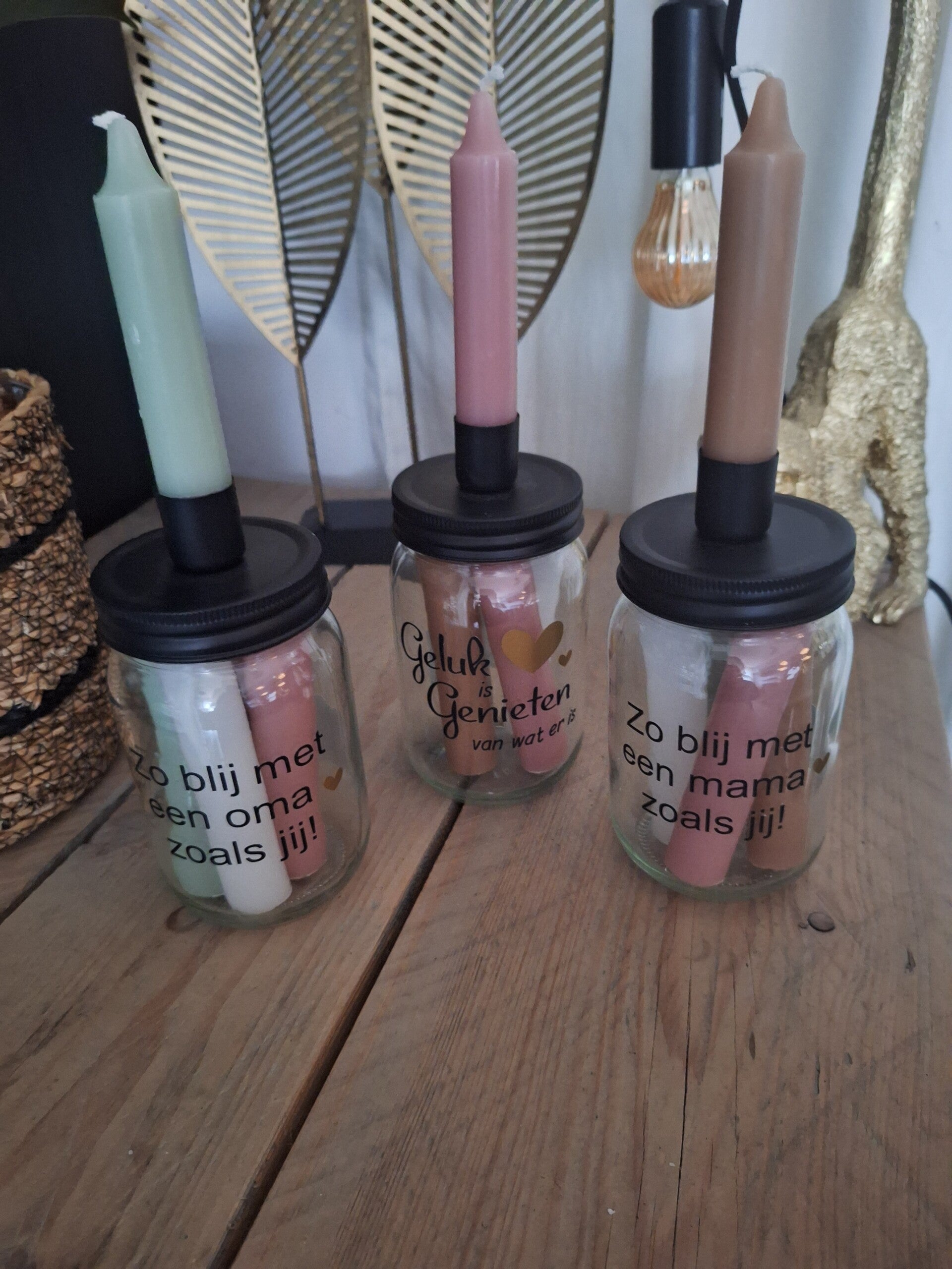 Dinerkaarsen in pot (mama/ oma)