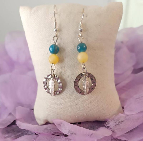 boucles d'oreille apatite et calcite jaune