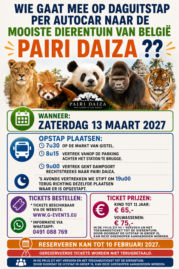 DAG UITSTAP PAIRI DAIZA ZATERDAG 13 MAART 2027. KIND - 11 jaar
