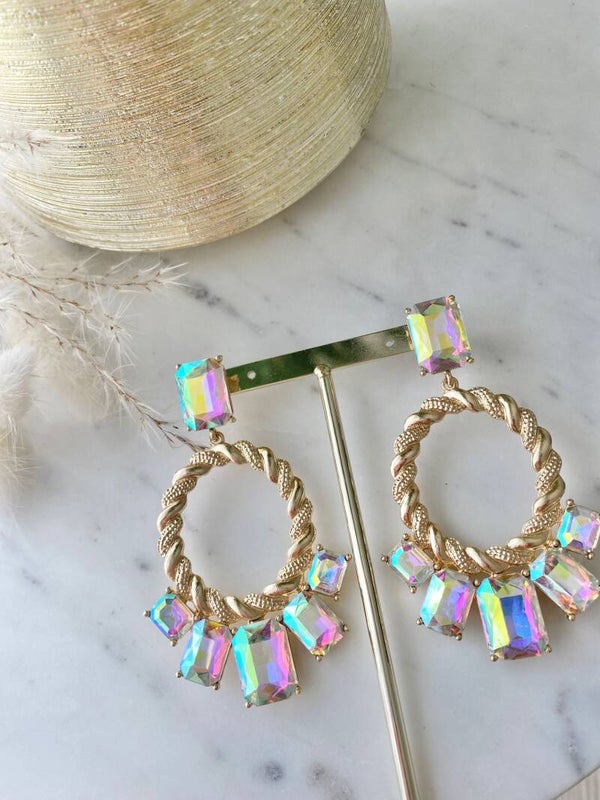 Grote kristallen lange oorbellen