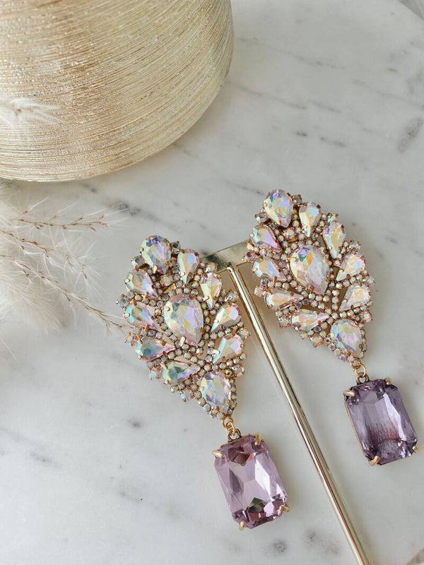 Grote kristallen lange oorbellen