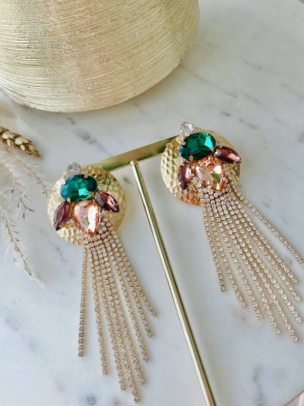 Grote kristallen lange oorbellen