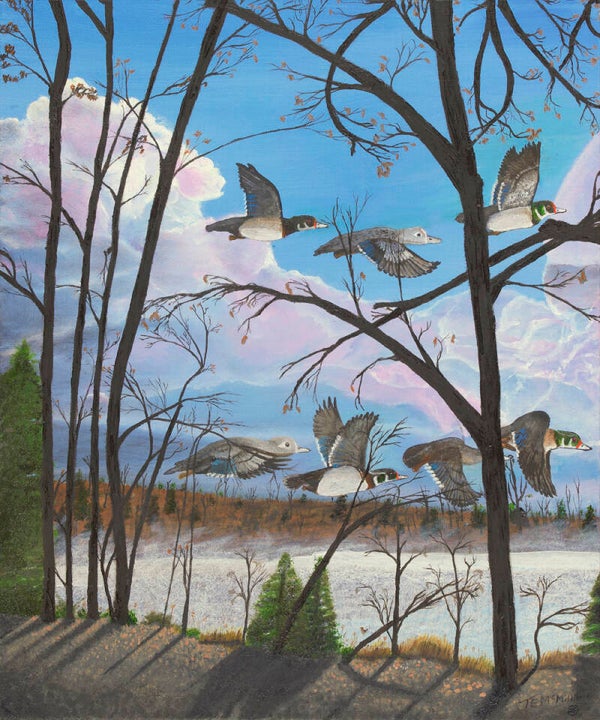 "Wood Ducks in Flight" Giclee Prints of Original Oil on Canvas by Thomas E. McMillin