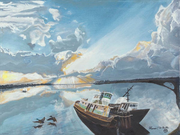 "Retired Tug Boats" Giclee Print of an Original Oil Painting by Thomas E McMillin
