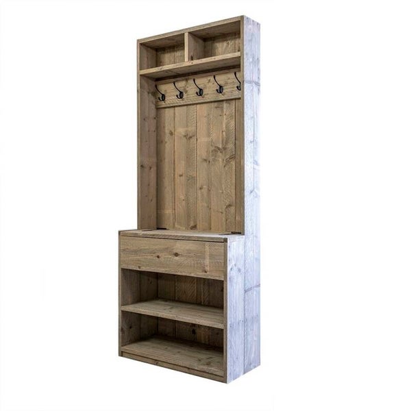 Steigerhouten kapstokkast met klep test