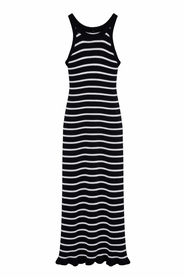 Długa sukienka w paski | czarno-biała | letnia sukienka maxi xs s