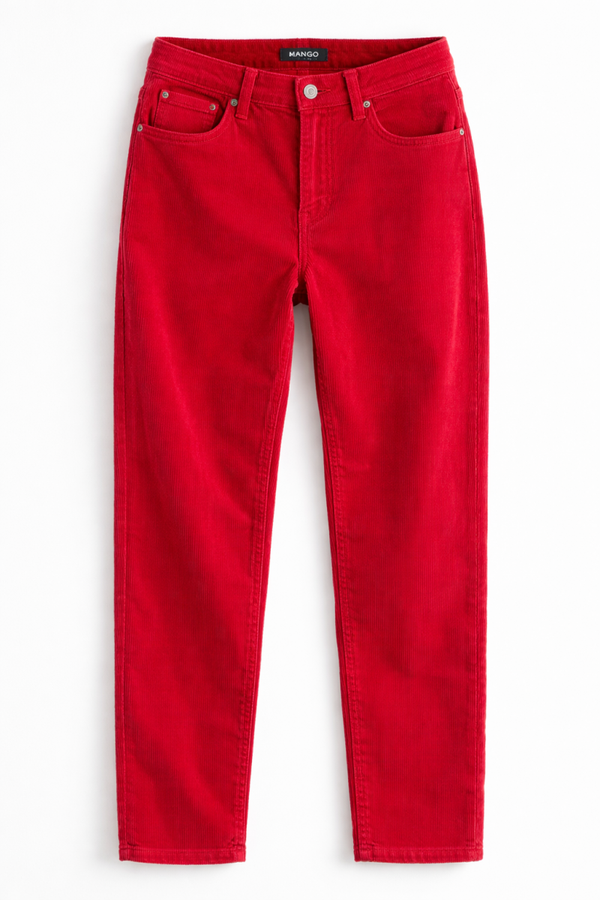 Czerwone spodnie sztruksowe Mango | modne spodnie damskie S