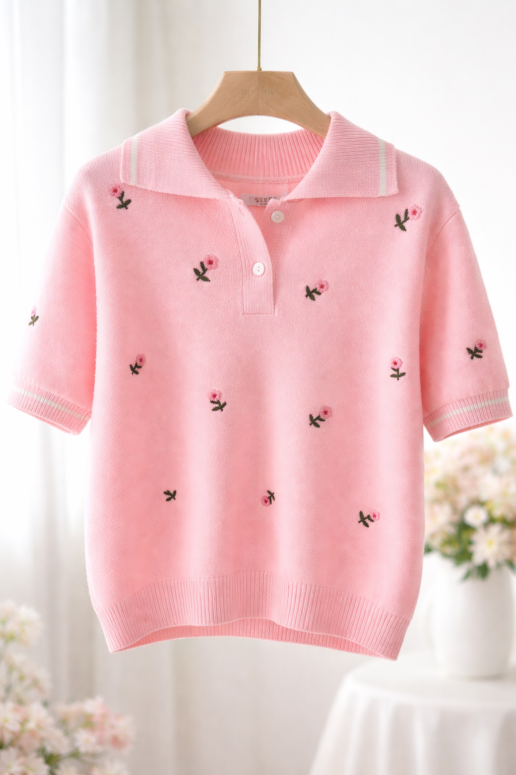 Różowa sweterkowa bluzka z wiskozy