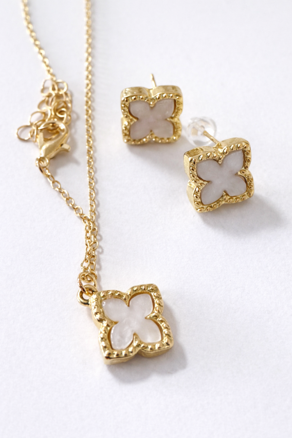 Złoty komplet biżuterii – naszyjnik + kolczyki