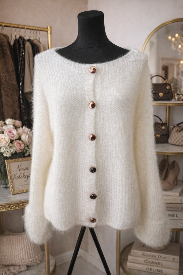 Cudowny sweter z KID MOHER aż 81% zapinany na złote guzik