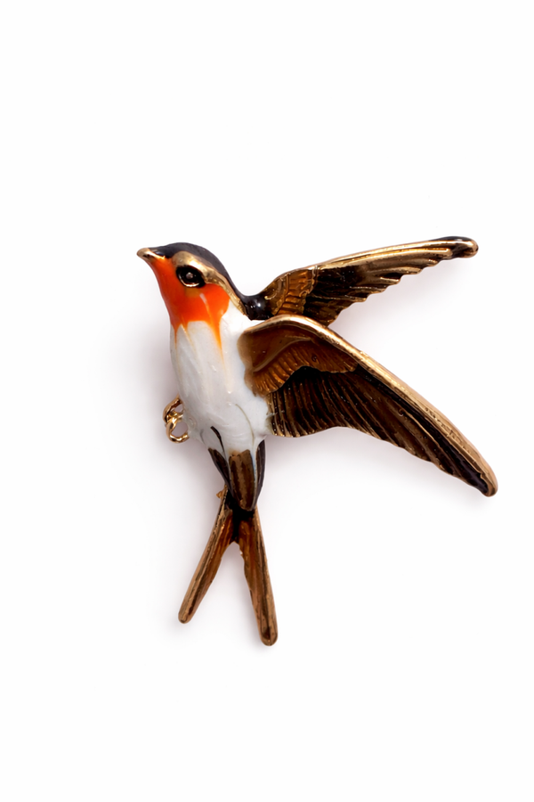 Stylowa broszka w kształcie jaskółki