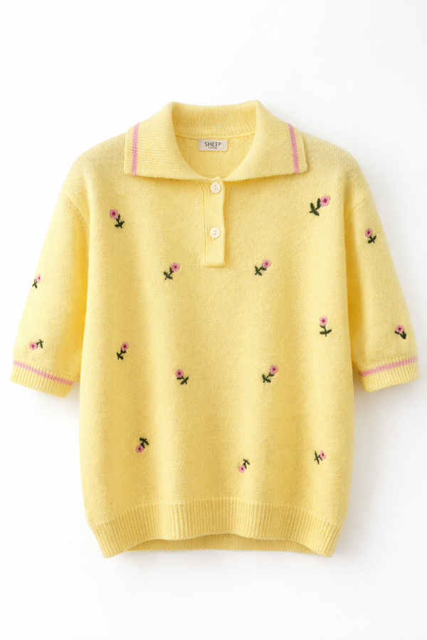 Zółta sweterkowa bluzka z wiskozy