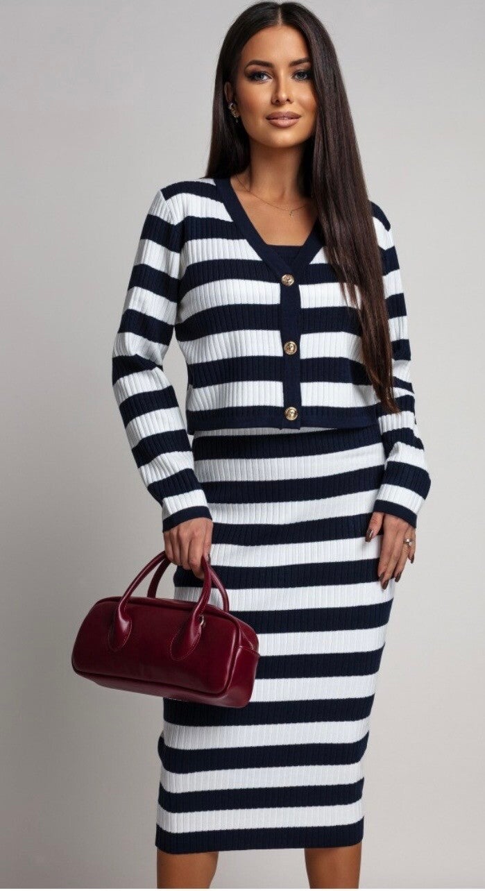 ASMIN | Dzianinowy komplet GLAMOUR – sukienka + sweterek y