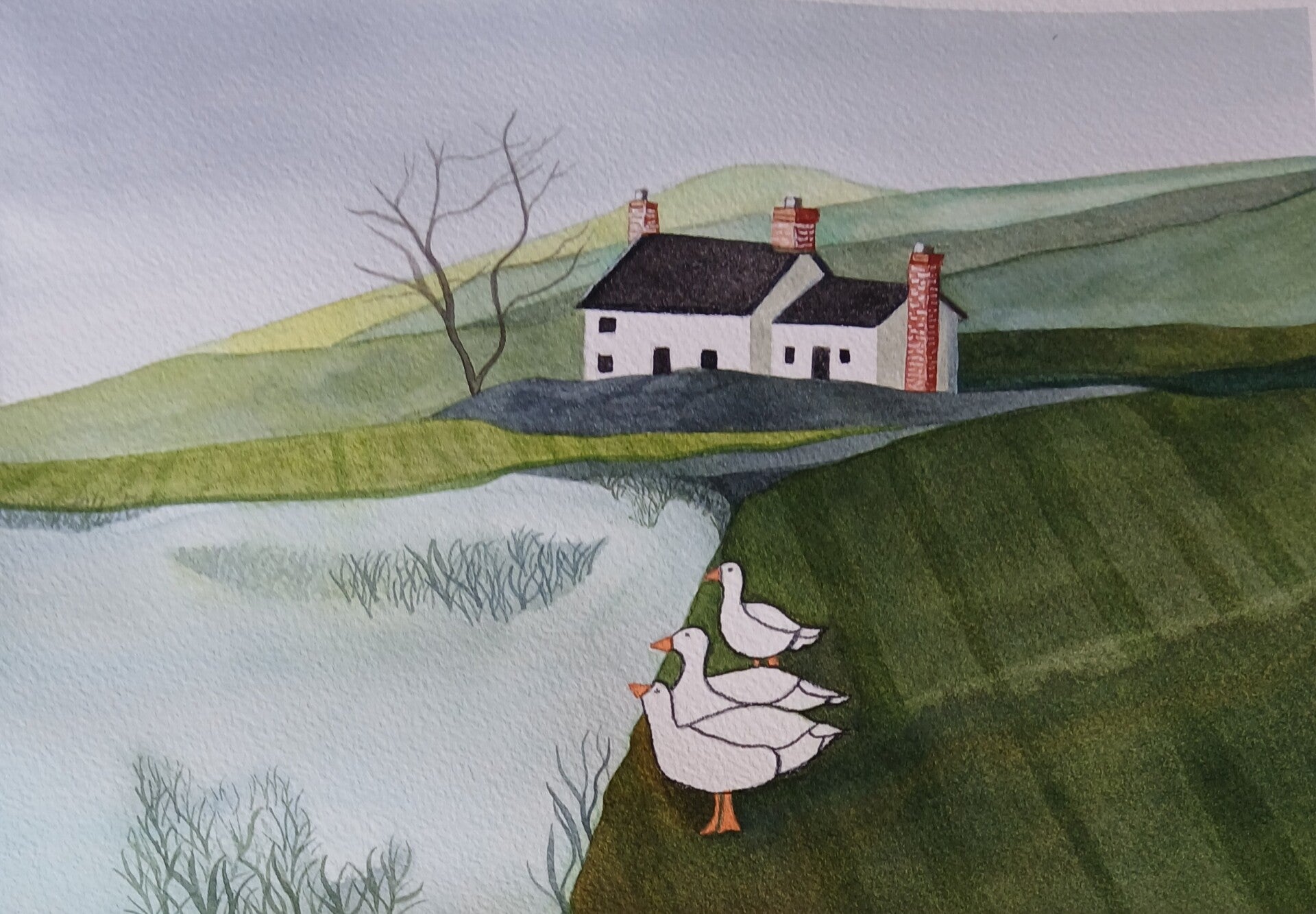 SOLD - Ducks in a Row (Requires Framing)