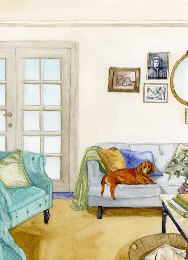 Dachshund on the Settee (Requires Framing)