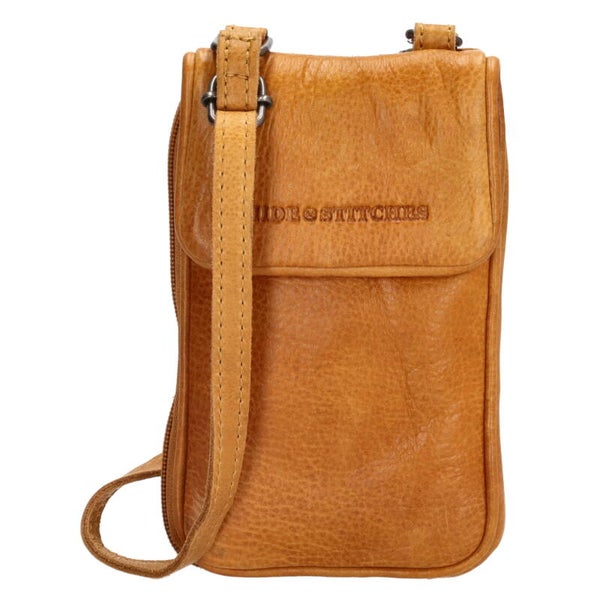 Hide & stitches Paint Rock Telefoon/ Portemonnee tasje M Okergeel