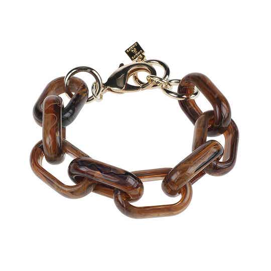 Camps & Camps Armband foxy oval link bracelet (bruin-blauw)
