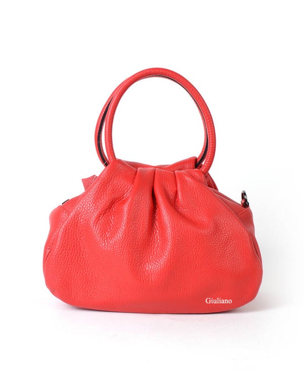 Leren Handtas met Rond Handvat Rood