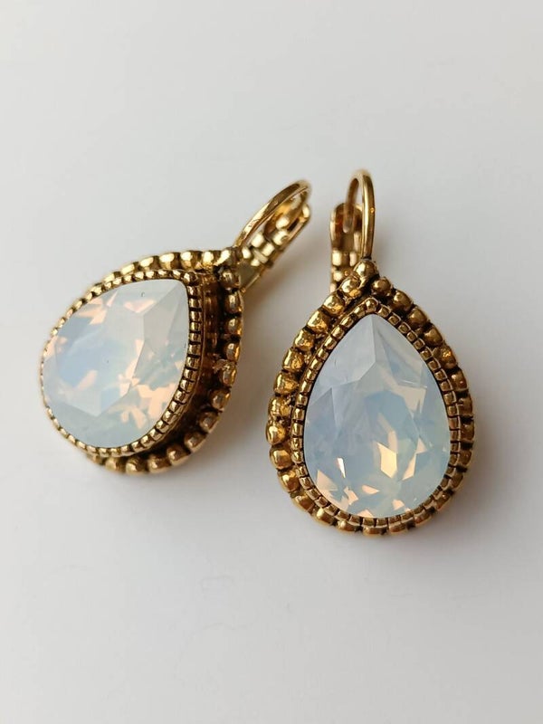 Camps & Camps Oorbellen gold plated dormeuse druppel Opaal