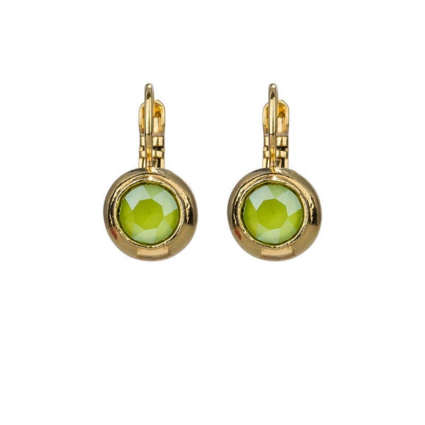 Camps & Camps Oorbellen gold plated dormeuse rond limoen groen