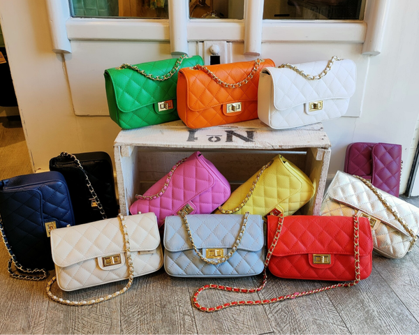 Leren Crossbody / Schoudertas doorgestikte Ruit Patroon Medium