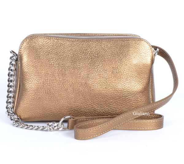 Leren Schoudertas Crossbody Brons