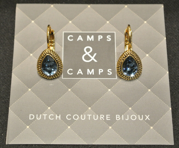 Camps & Camps Oorbellen gold plated dormeuse druppel blauw