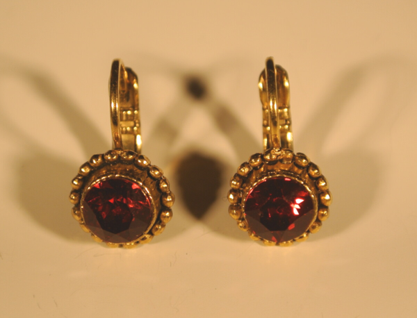 Camps & Camps Oorbellen gold plated dormeuse rond Rood