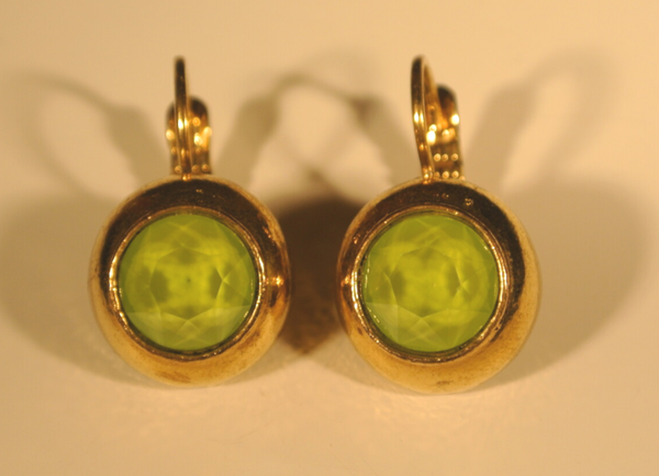 Camps & Camps Oorbellen gold plated dormeuse rond Limoen groen