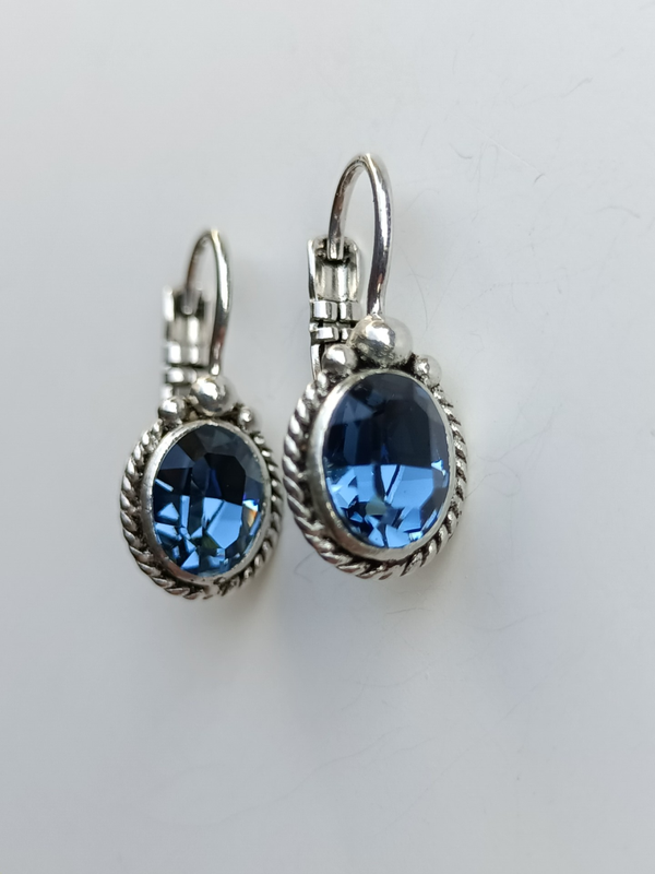 Camps & Camps Oorbellen silver plated dormeuse ovaal Blauw