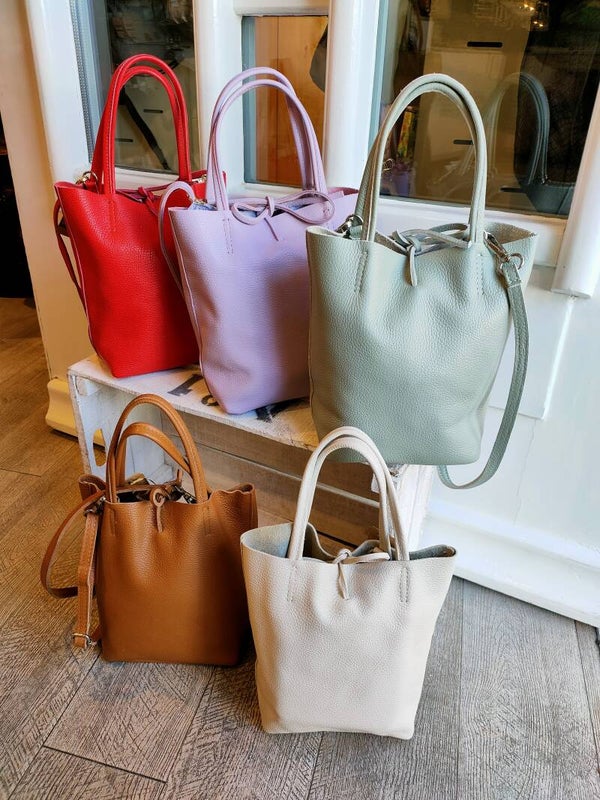 Leren Kleine Shopper met Binnenin Rits Vakje Diverse Kleuren