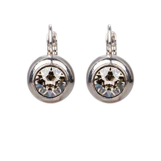Camps & Camps Oorbellen silver plated dormeuse rond Kristal
