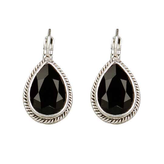 Camps & Camps Oorbellen silver plated dormeuse druppel zwart