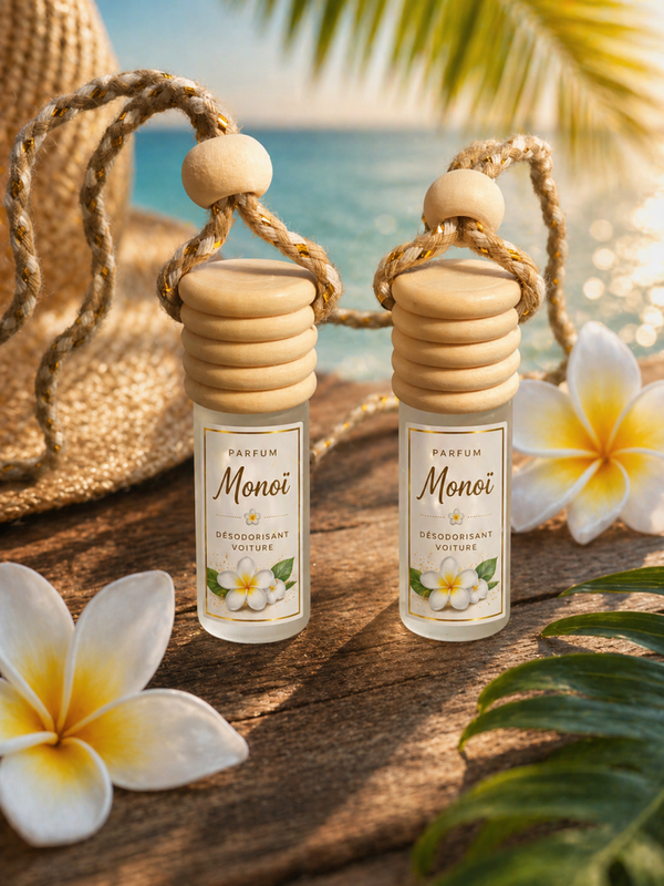 🌺 Diffuseur de parfum voiture Monoï – Évasion tropicale