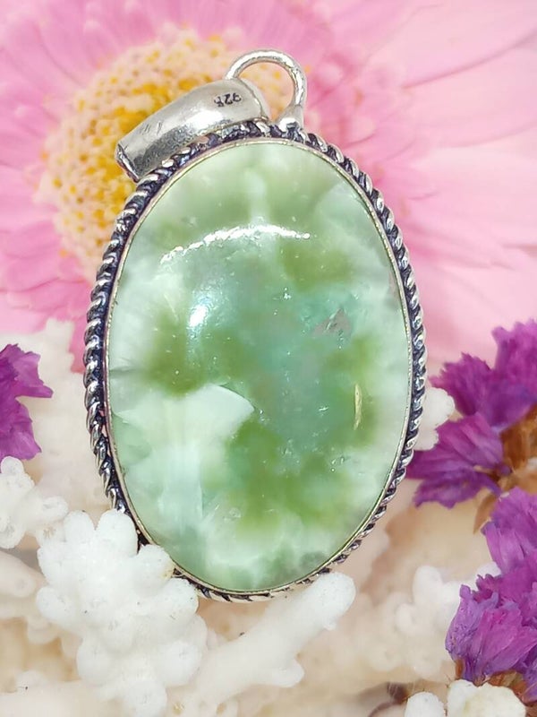 Pendentif Hémimorphite & Larimar - Argent Sterling 925